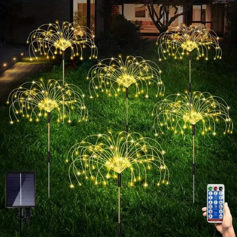BloomLights | Solar-Powered Outdoor Lamp with Decorative Firework Design
