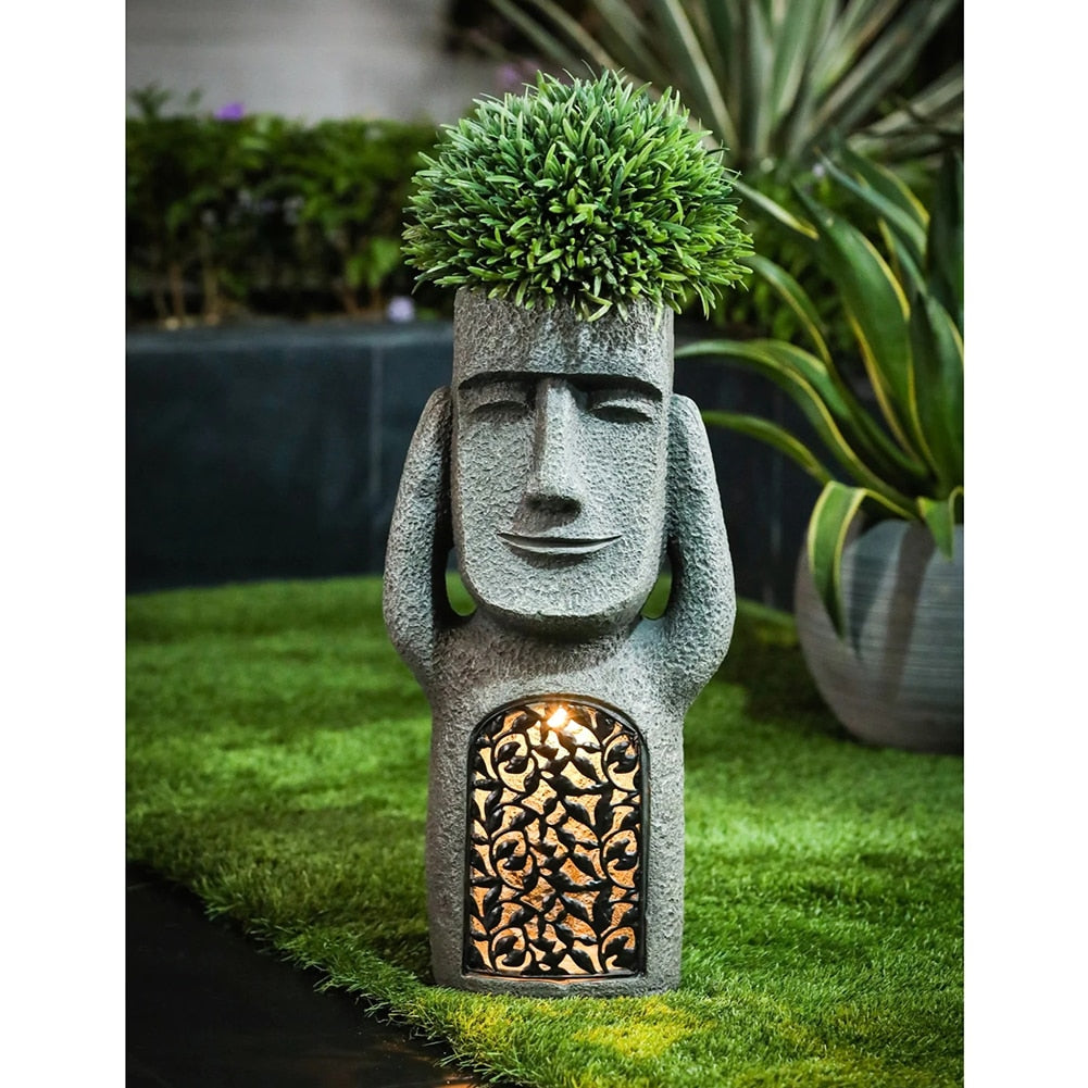 MoaiLight | Solar-Powered Moai Garden Lamps