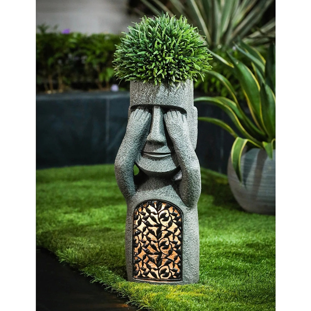 MoaiLight | Solar-Powered Moai Garden Lamps