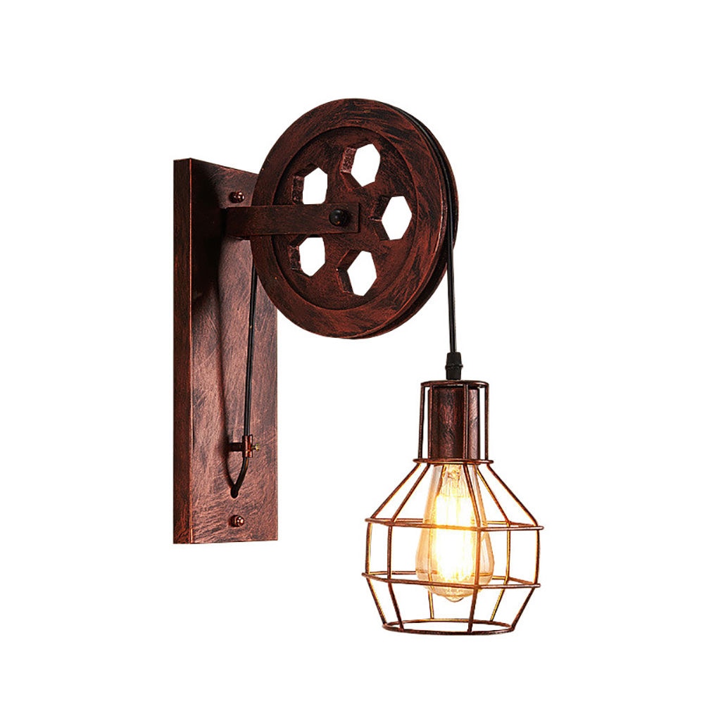 RusticReel | Rustic Wood & Metal Wall Lamp