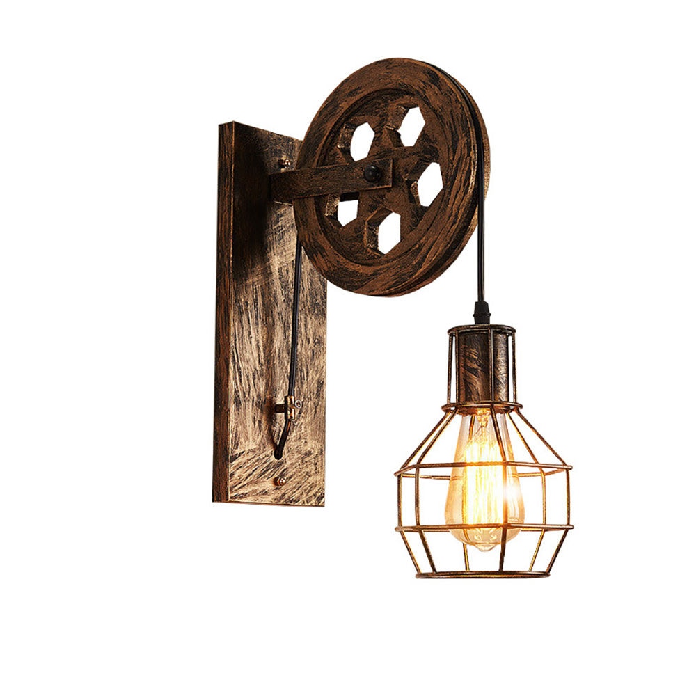 RusticReel | Rustic Wood & Metal Wall Lamp