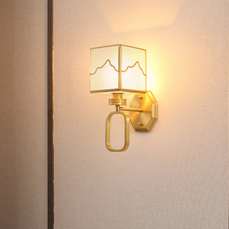SculptedShine | Golden Lantern Wall Lamp