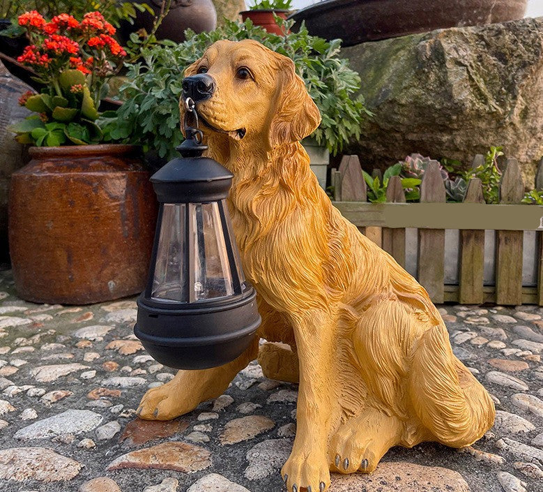 SolarBuddy Garden Lamp | Adorable Dog Statue with Solar Panel and Warm LED Light